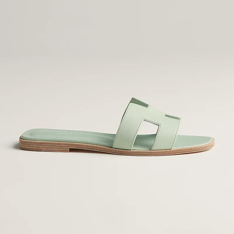 Giày Hermes Oran Sandal Nữ Xanh Mint Nâu